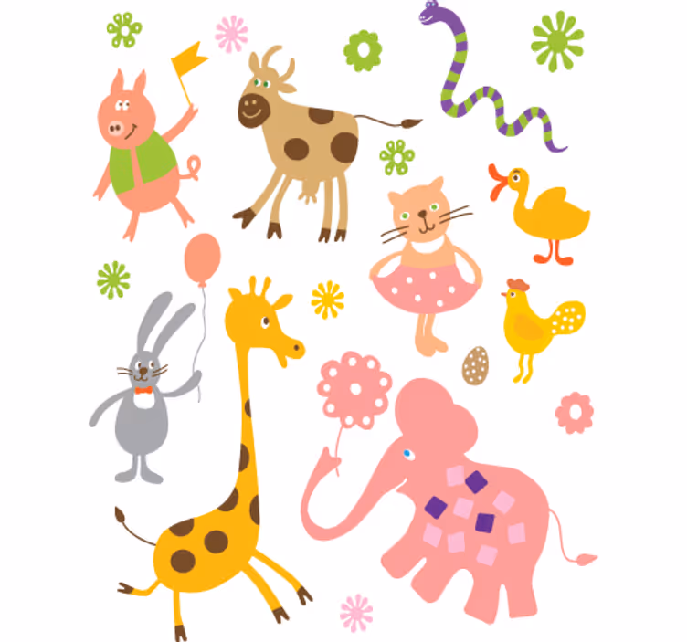 Rulou geam pentru copii cu stickere animale - TenStickers