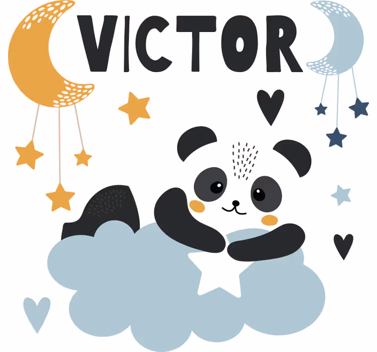 Rulou geam pentru copii ursuleț pe lună cu nume - TenStickers