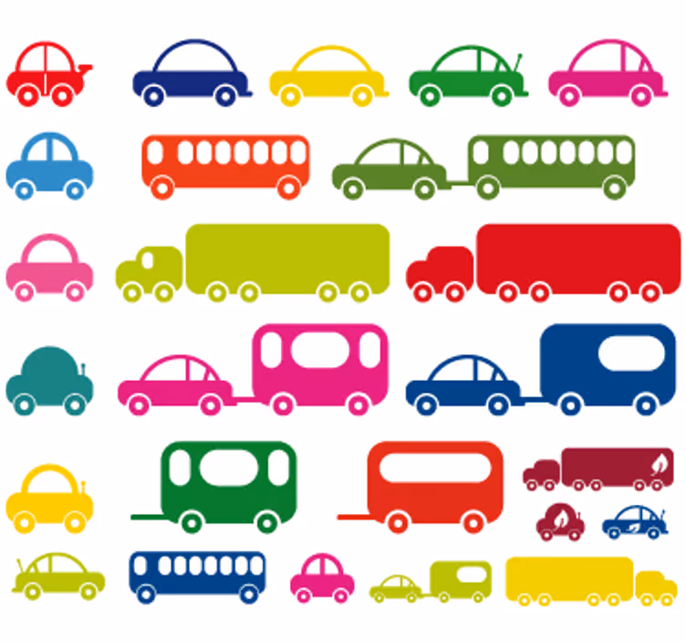 Rulou geam pentru copii autocolante cu vehicule - TenStickers
