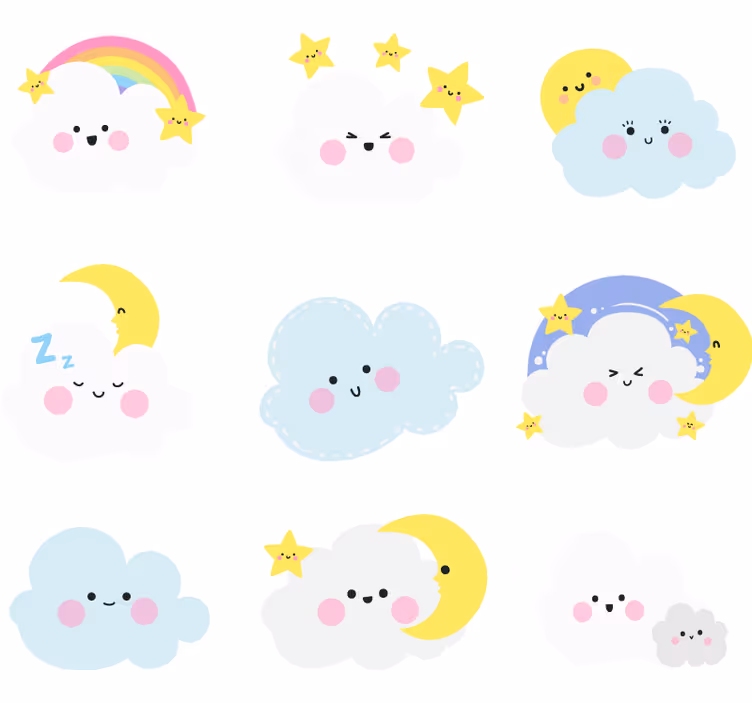Rulou geam pentru copii nori albi și bleu - TenStickers