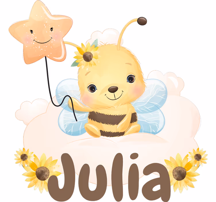 Rulou geam pentru copii cu albină drăguță și nume - TenStickers