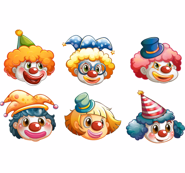 Rulou geam pentru copii fețe de clown colorate - TenStickers