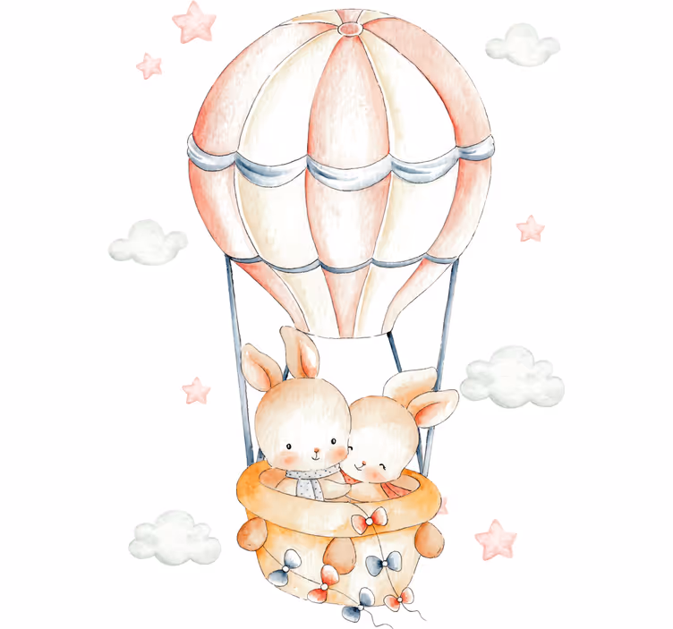 Rulou geam pentru copii balon cu aer cald iepuraș - TenStickers