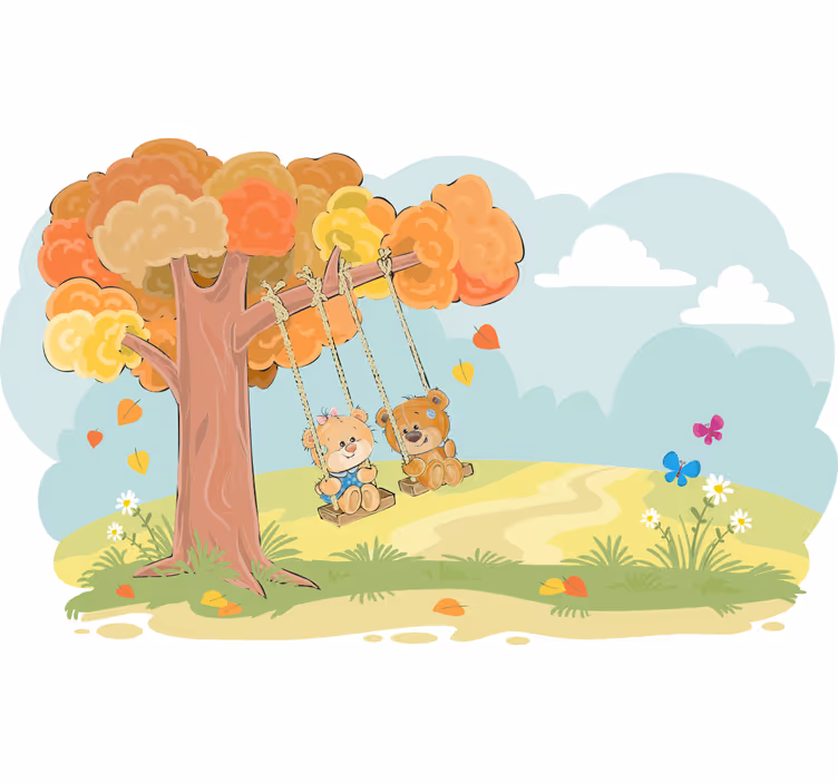 Rulou geam pentru copii cu urși de pluș în pădure - TenStickers