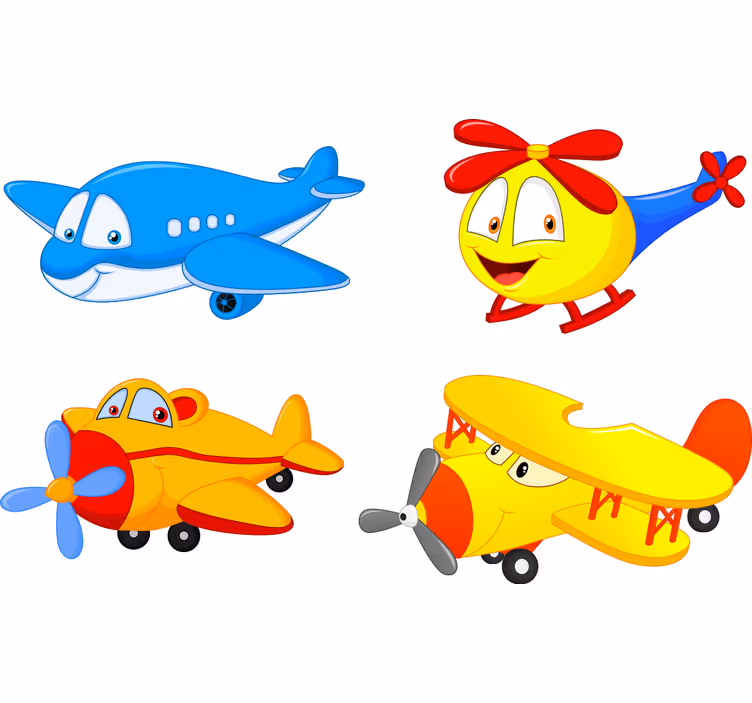 Rulou geam pentru copii avioane și elicoptere cu fețe - TenStickers