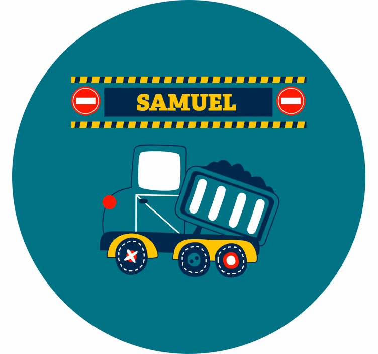 Rulou geam pentru copii camion de construcție personalizat - TenStickers