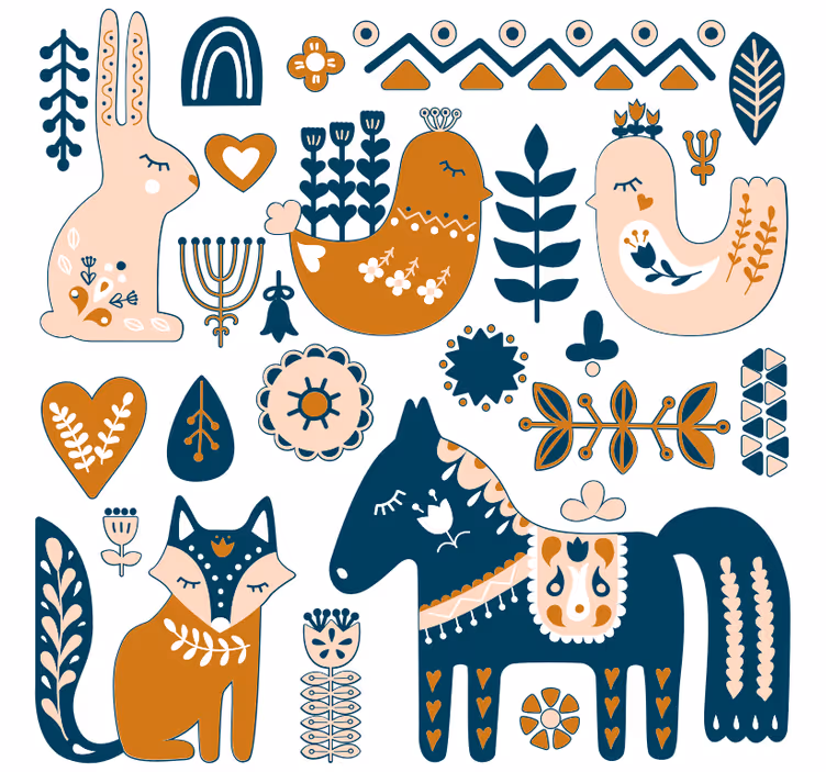 Rulou geam pentru copii animale de pădure stil nordic - TenStickers