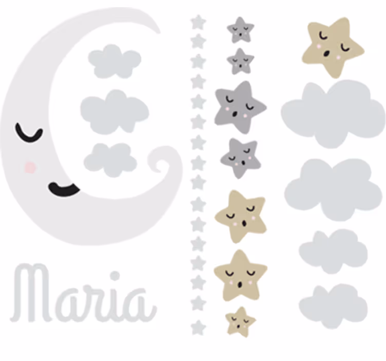 Rulou geam pentru copii cu luna și stele personalizabil - TenStickers