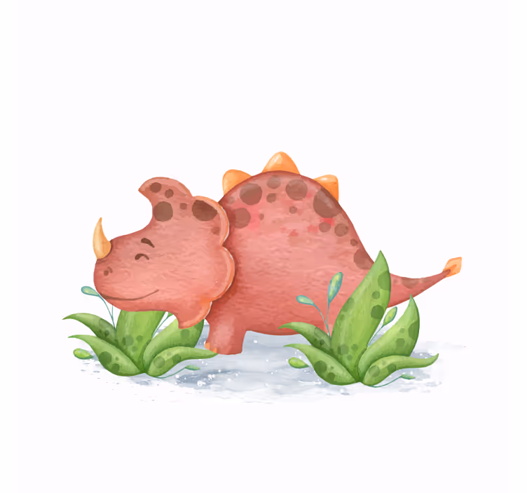Rulou geam pentru copii dinozaur nordic cu coarne roșii - TenStickers