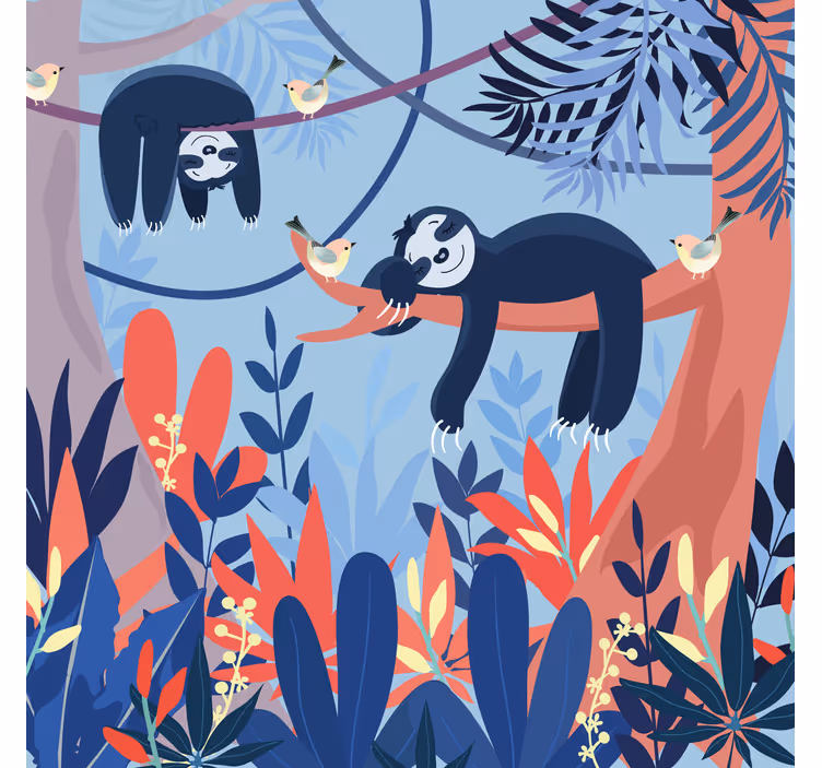 Rulou geam pentru copii animale dormind în pădure - TenStickers