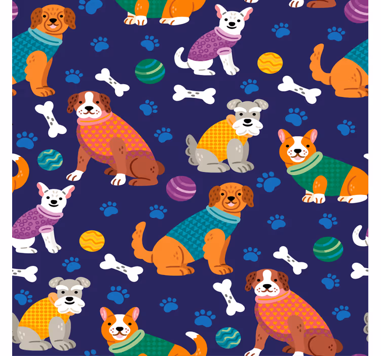 Rulou geam pentru copii cu model colorat de câini - TenStickers
