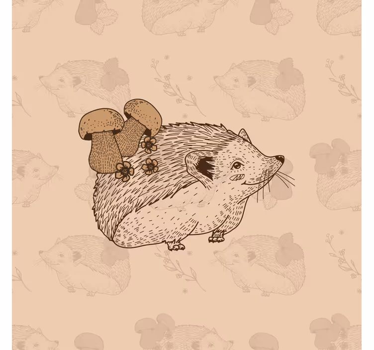 Rulou geam pentru copii desen cu arici și ciuperci - TenStickers