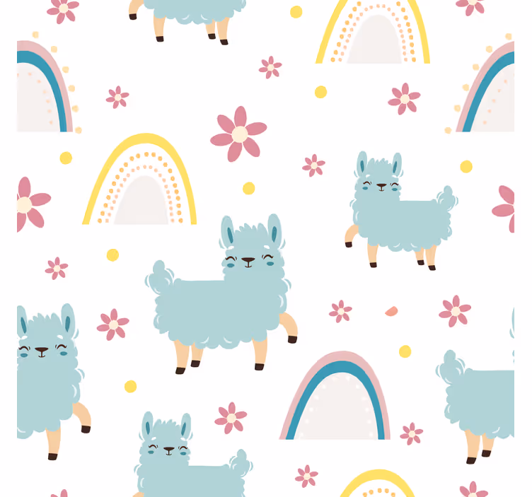 Rulou geam pentru copii model cu oițe și unicorni amuzanți - TenStickers