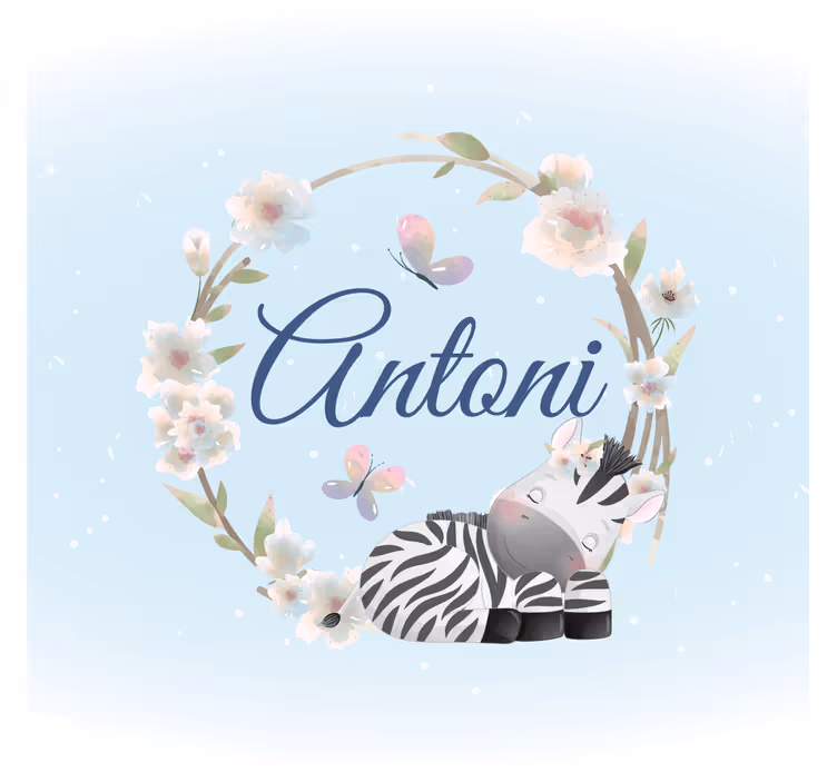 Rulou geam pentru copii animale drăguțe zebră cu nume - TenStickers