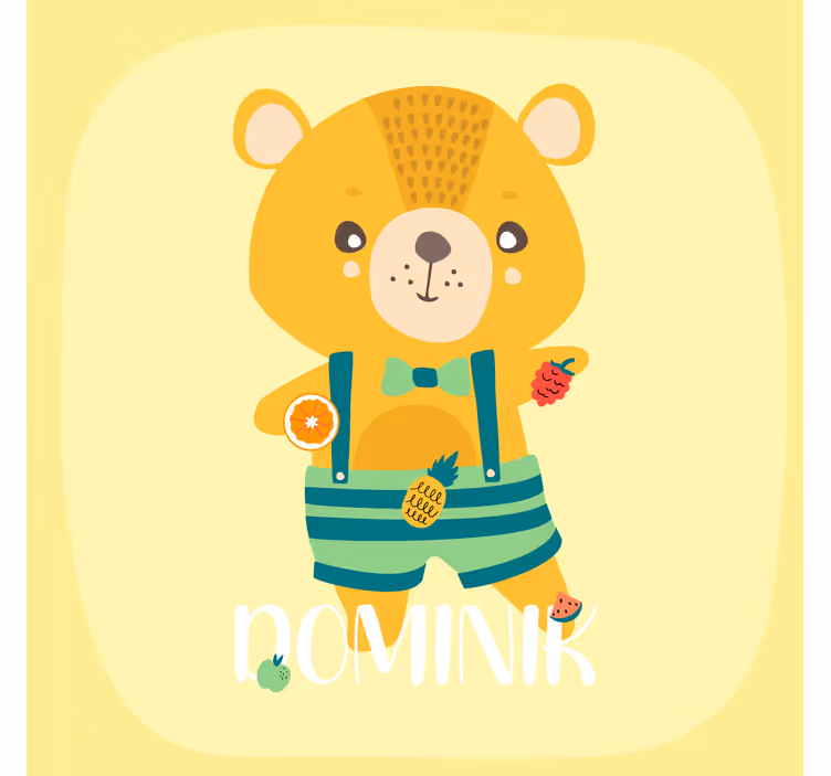 Rulou geam pentru copii ursuleț cu nume personalizat - TenStickers