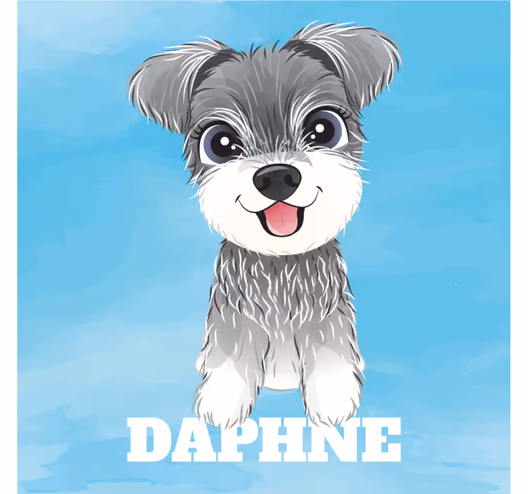 Rulou geam pentru copii ilustrație schnauzer cu nume - TenStickers