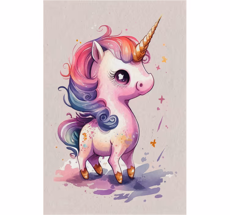 Rulou geam pentru copii cu unicorni acuarelă - TenStickers