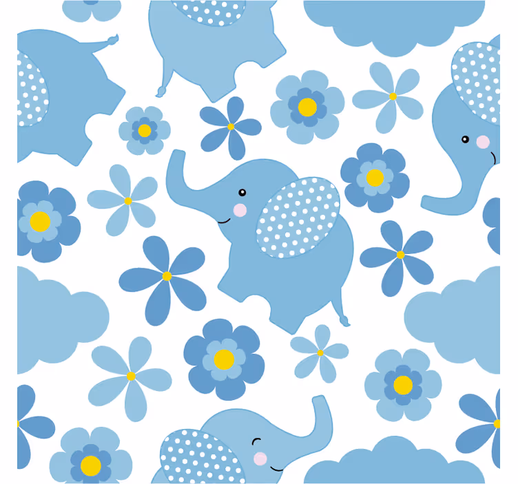 Rulou geam pentru copii cu elefanți albaștri - TenStickers
