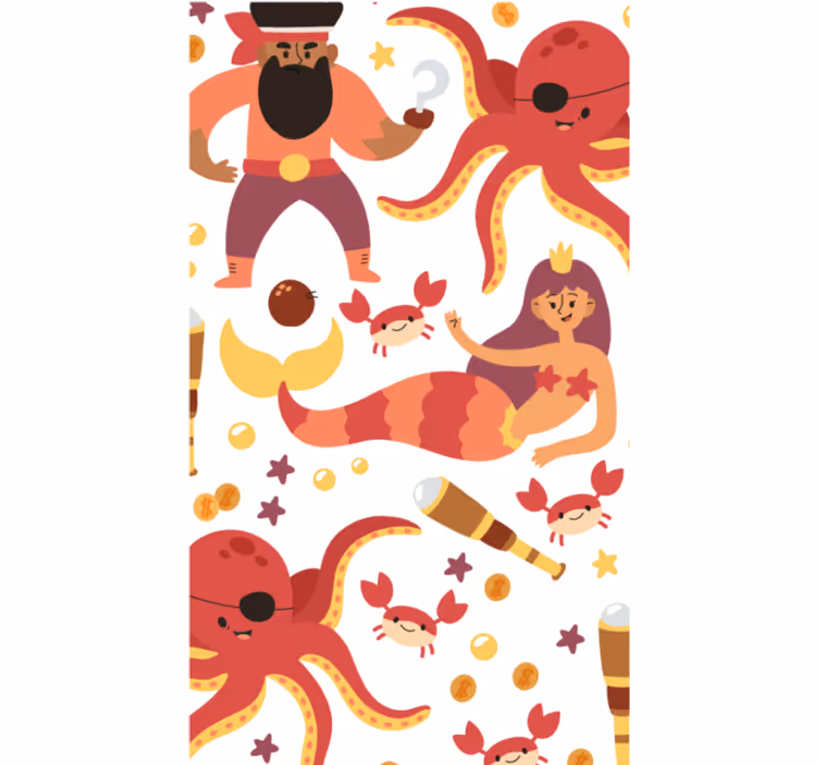 Rulou geam pentru copii cu caracatiță pirat la duș - TenStickers