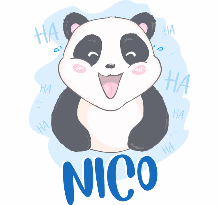 Rulou geam pentru copii panda surprins cu numele - TenStickers