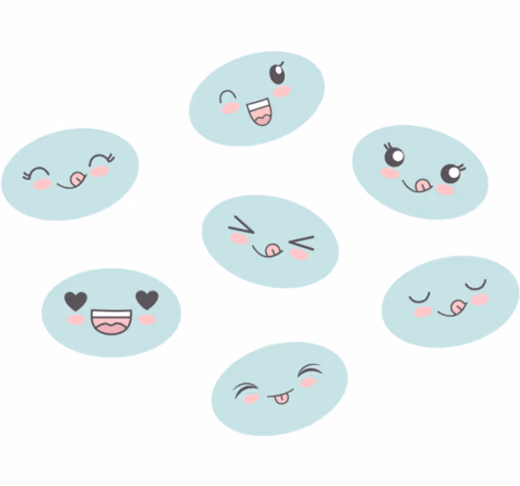 Rulou geam pentru copii fețe anime drăguțe - TenStickers