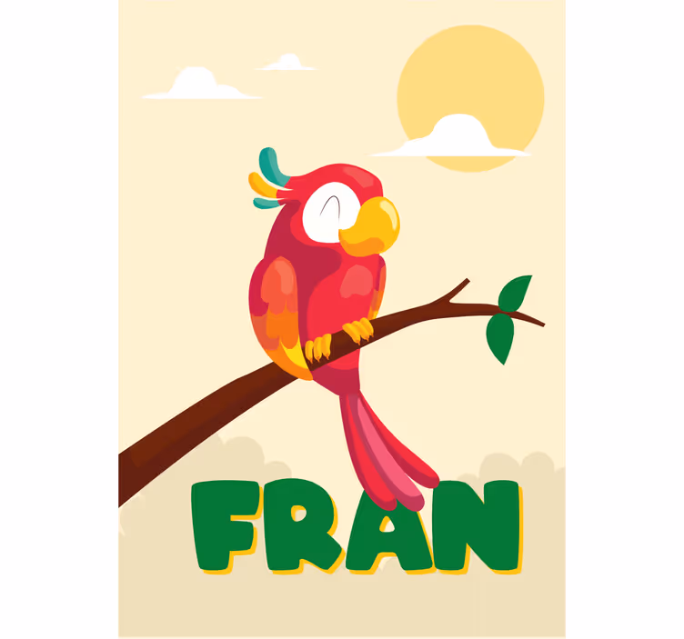 Rulou geam pentru copii papagal roșu cu nume - TenStickers