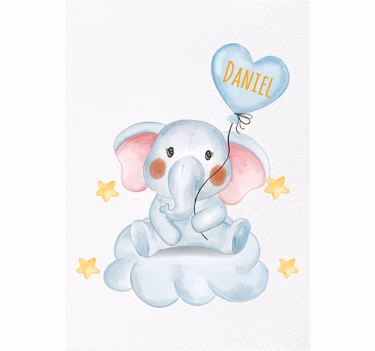Rulou geam pentru copii elefant drăguț cu balon - TenStickers