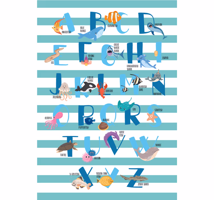Rulou geam pentru copii alfabetul oceanului - TenStickers