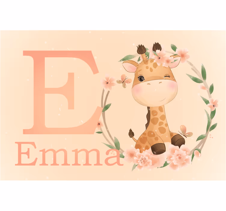 Rulou geam pentru copii girafă drăguță cu nume - TenStickers