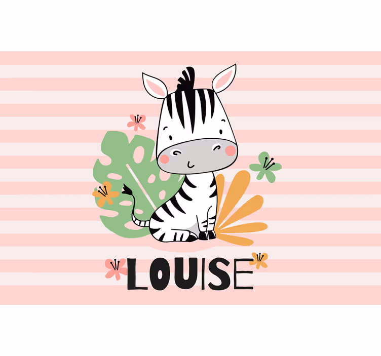 Rulou geam pentru copii zebra frumoasă cu nume - TenStickers