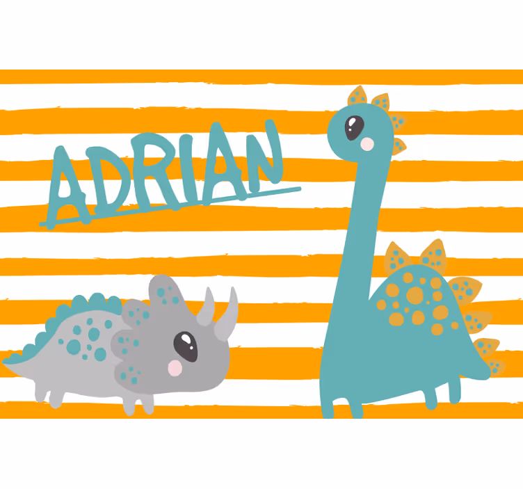 Rulou geam pentru copii dino albastru și portocaliu - TenStickers