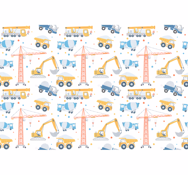 Rulou geam pentru copii vehicule de construcție pastelate - TenStickers