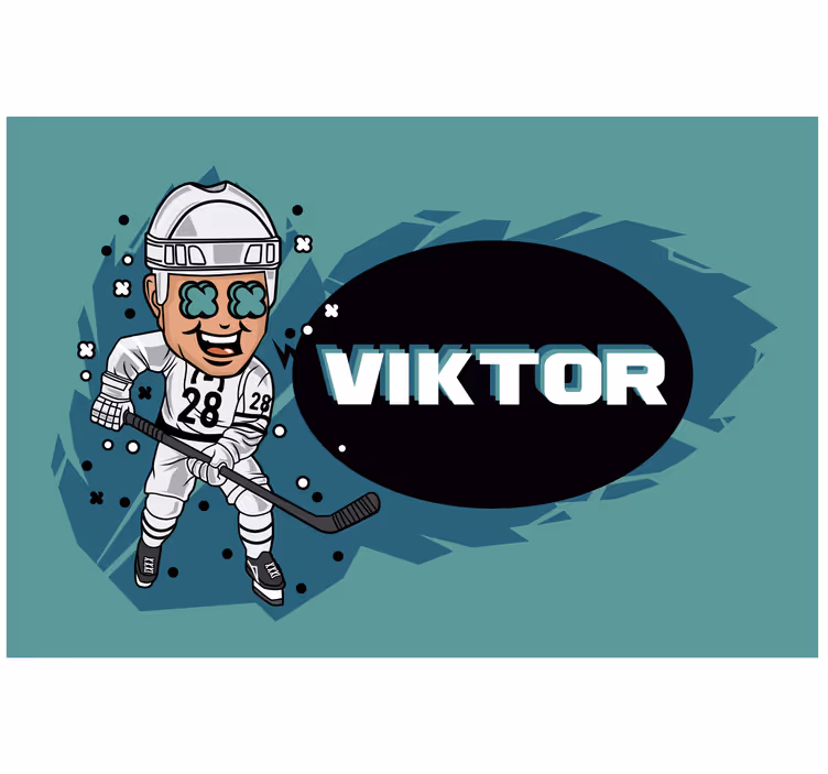 Rulou geam pentru copii jucător de hochei amuzant cu nume - TenStickers