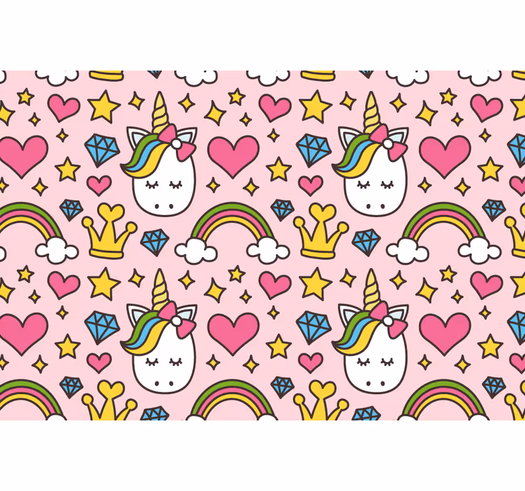 Rulou geam pentru copii cu curcubee și unicorni cu diamante - TenStickers