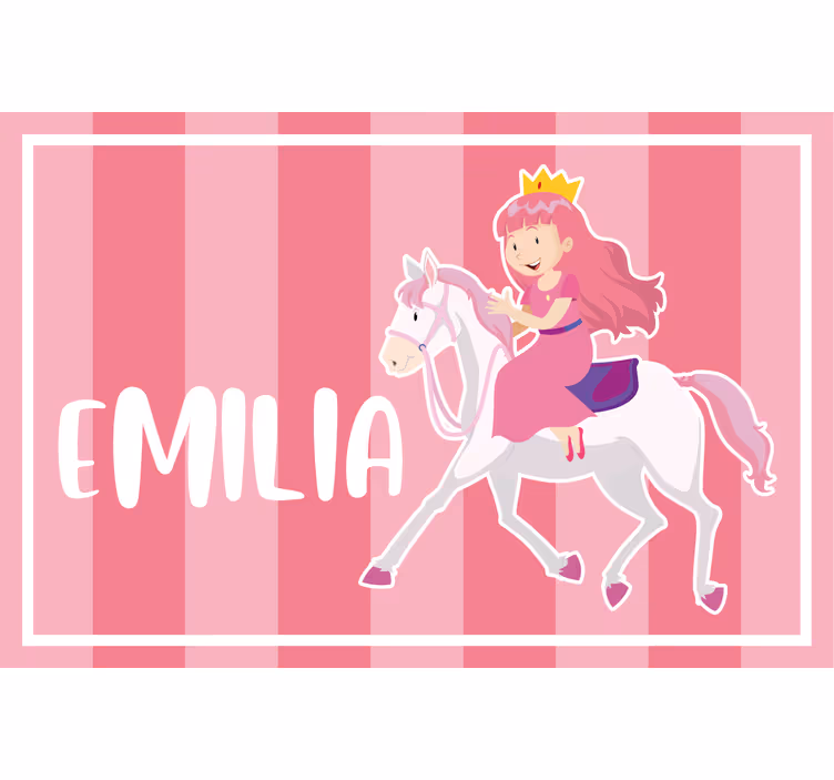 Rulou geam pentru copii prințesă roz pe cal alb - TenStickers