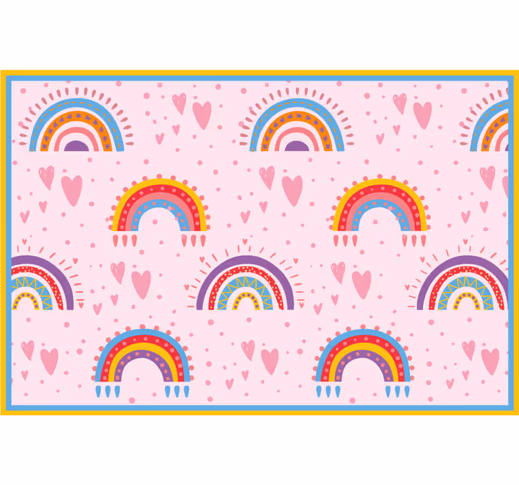 Rulou geam pentru copii cu puncte roz și curcubee colorate - TenStickers