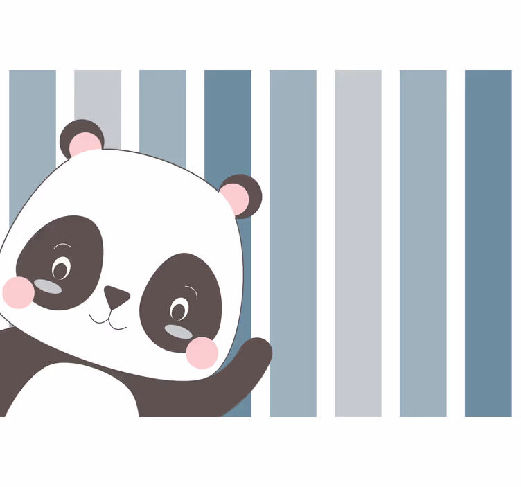 Rulou geam pentru copii fundal dungi panda fericit - TenStickers