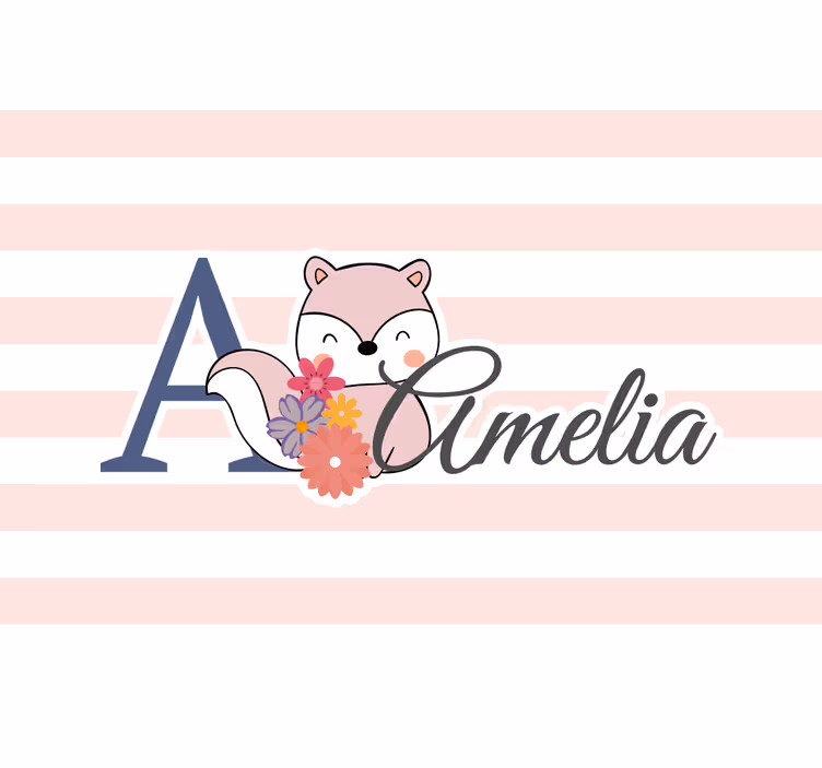 Rulou geam pentru copii veveriță drăguță cu nume - TenStickers