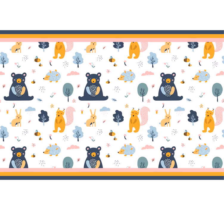 Rulou geam pentru copii veverițe colorate și urși de pluș - TenStickers
