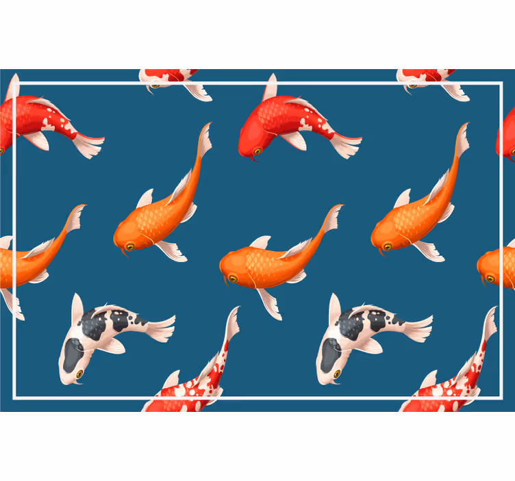 Rulou geam pentru copii cu model pe fundal albastru koi - TenStickers