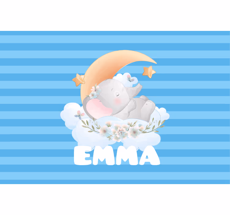Rulou geam pentru copii elefant drăguț cu nume - TenStickers