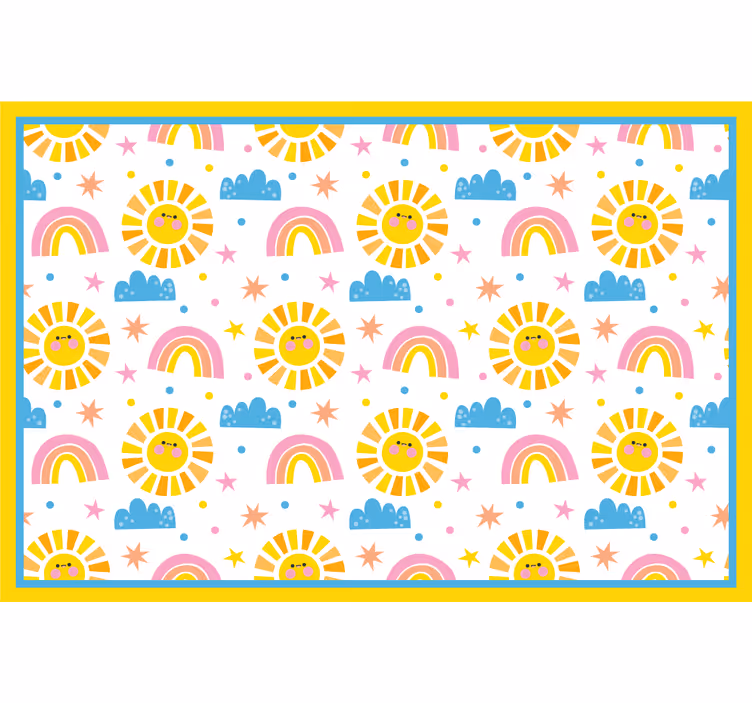 Rulou geam pentru copii curcubeu soare și nori pe fond alb - TenStickers