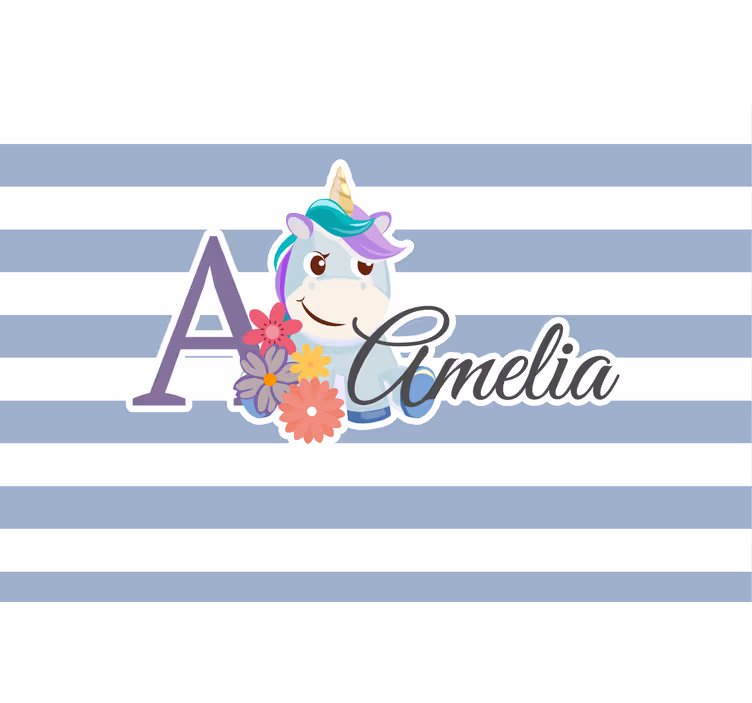 Rulou geam pentru copii animale drăguțe unicorn cu nume - TenStickers