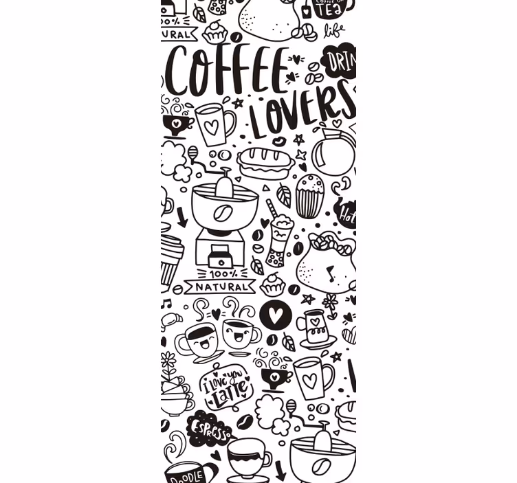 Rulou geam bucătărie desene translucide cafea - TenStickers
