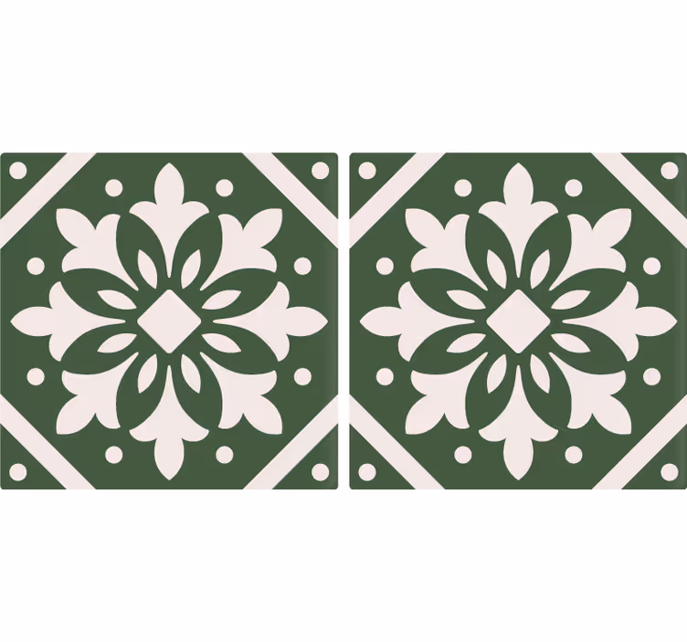 Rulou geam bucătărie modele ciment pe fundal verde - TenStickers