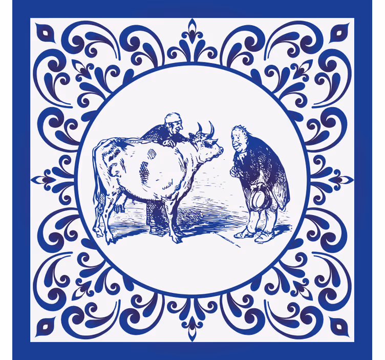 Rulou geam bucătărie bărbați și vacă - TenStickers