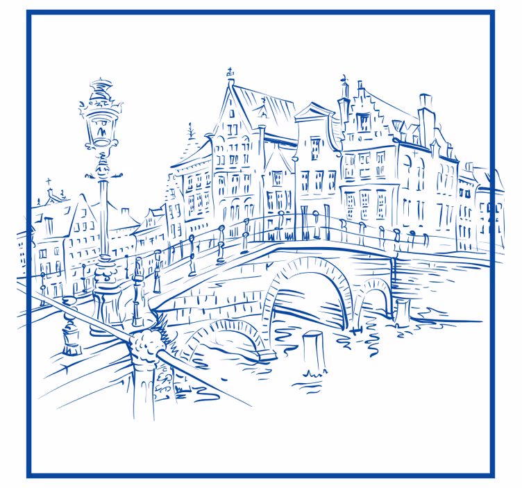 Rulou geam bucătărie case de canal albastru delft - TenStickers