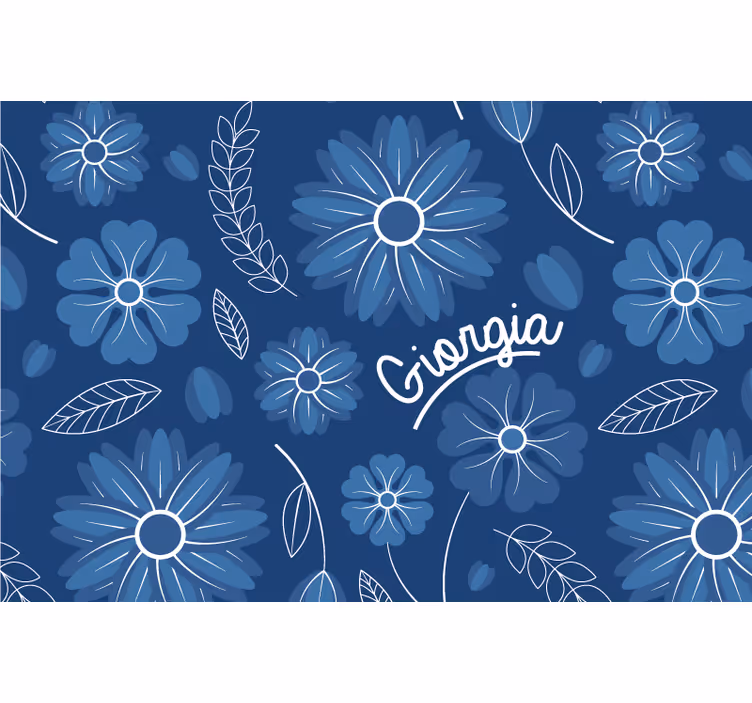 Rulou geam albastru design elegant cu flori - TenStickers