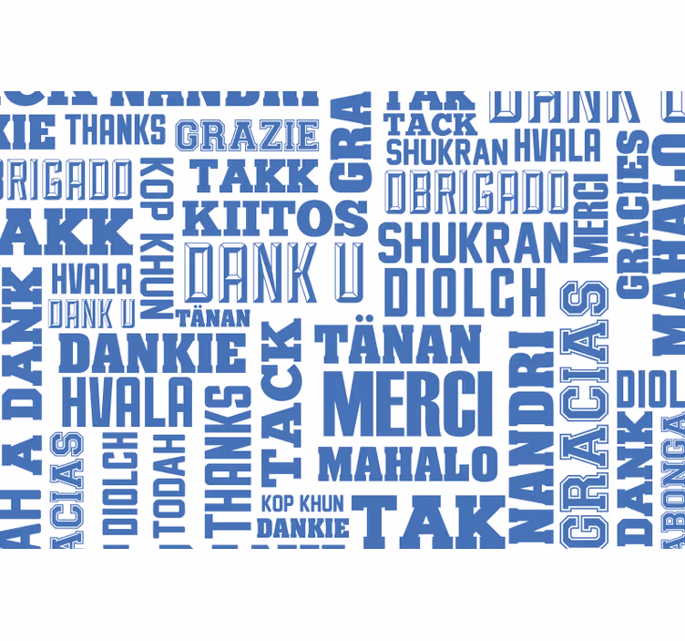Rulou geam albastru mulțumiri în multe limbi - TenStickers