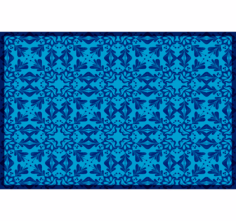 Rulou geam albastru cu mozaic floral și bordură - TenStickers